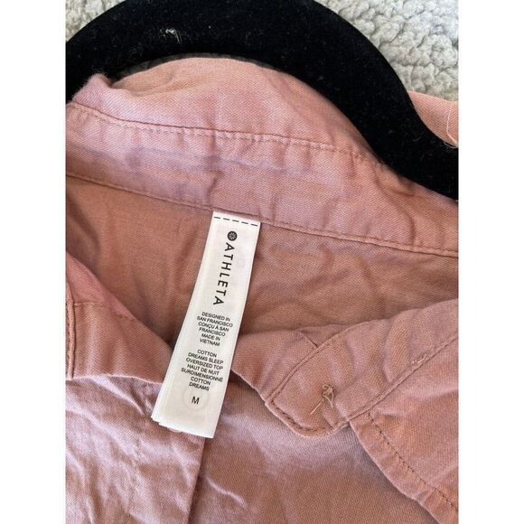 Athleta Cotton Dreams Sleep Oversized Top M Pink Pajama Shirt Loungewear - Picture 5 of 8